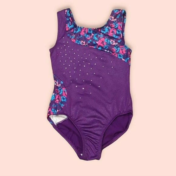 🎀 Freestyle Danskin Purple Leotard Gymnatics Dance Size 10/12